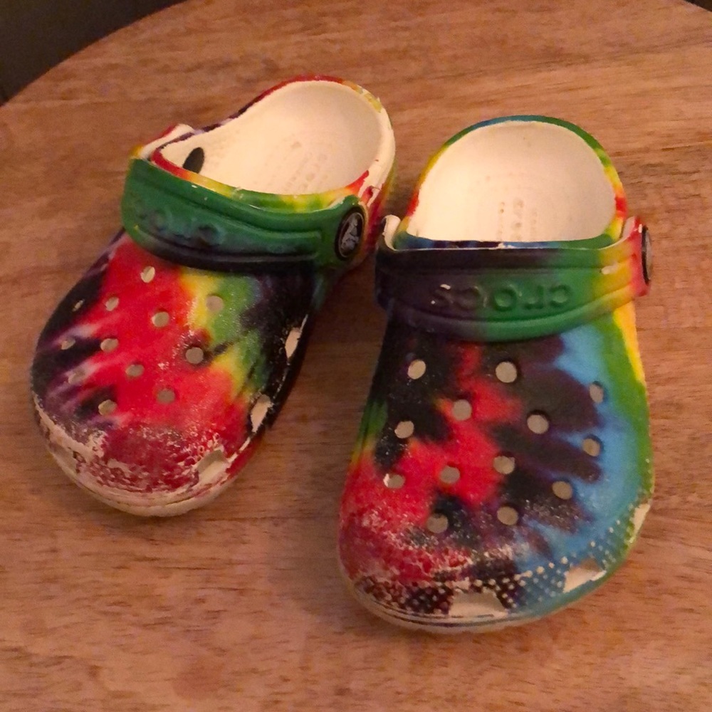 Toddler tie dye crocs